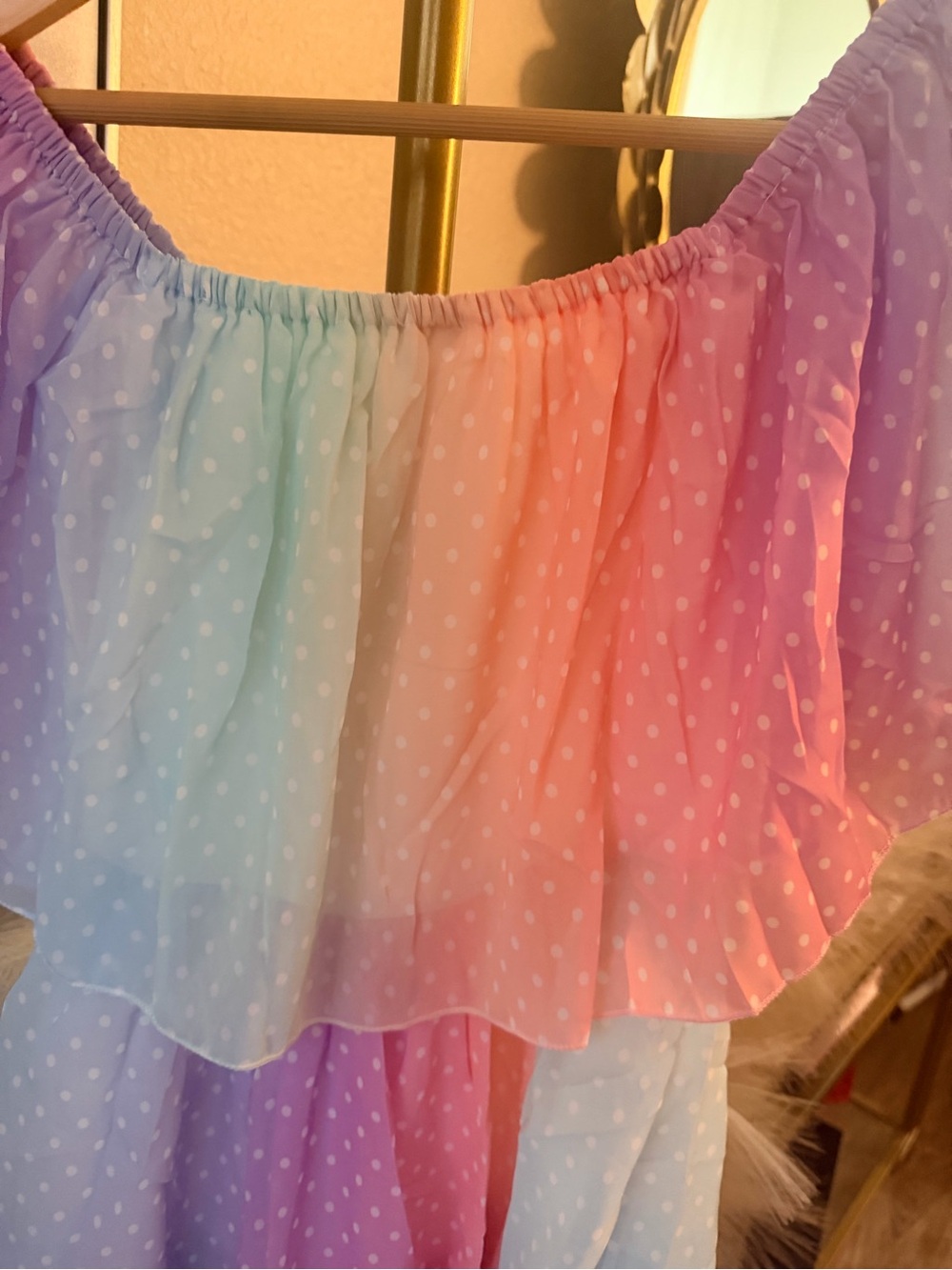 NWT Etccy Pastel Rainbow Tiered Off-Shoulder Maxi Dress 🌈 - Picture 6 of 8